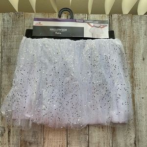 NWT Woman's White splatter sparkles Tutu Large Plus Halloween Costume B